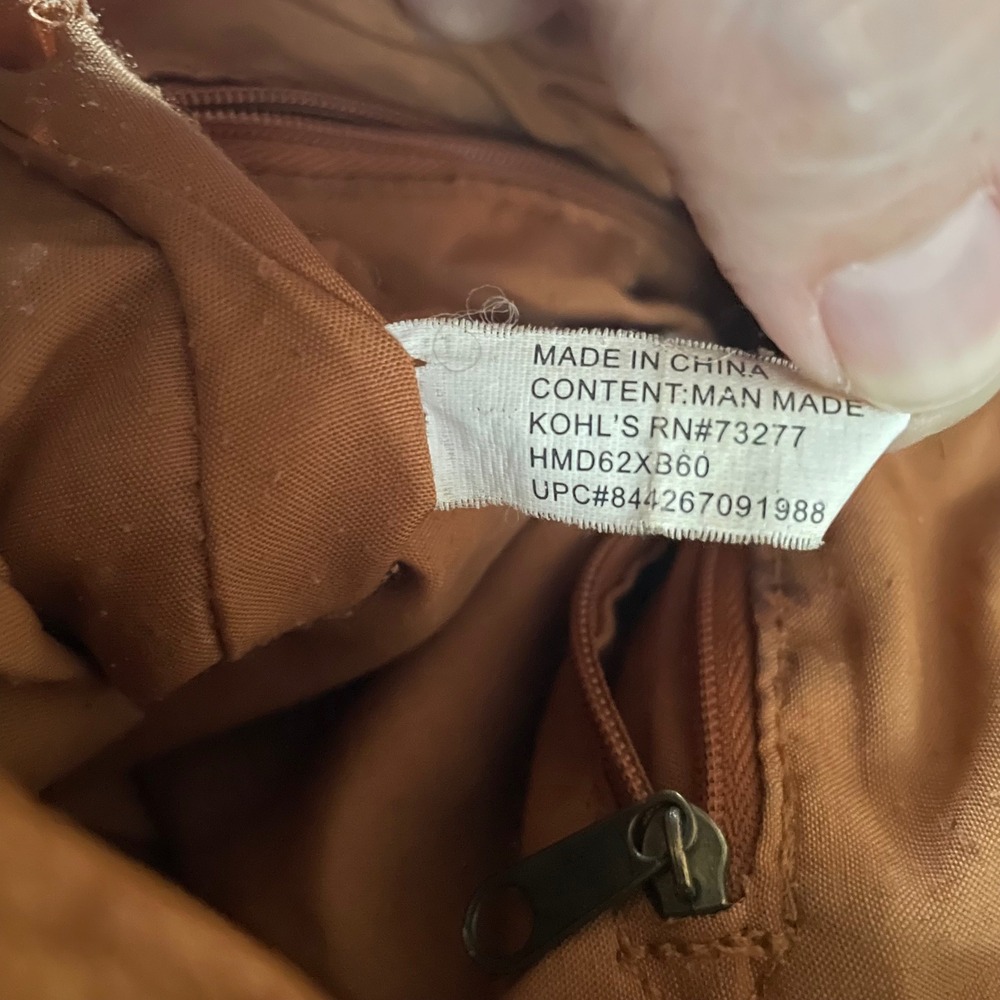 Y2K MUDD Boho Indie Crossbody Earthy Vegan Leather Orange Brown Bag embroidered - Picture 12 of 12